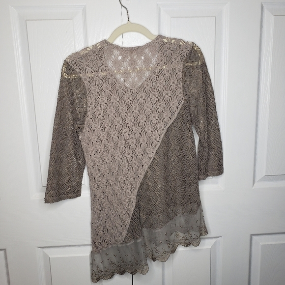 Chicos Nora Texture Mix Modern Pullover Top Sweater Asymmetrical Hem Small 1 - Picture 9 of 16